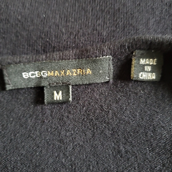 BCBGMAXAZRIA  Sequin and Bugle Bead Front Black V-Neck Long Sleeve Sweater Sz M - Picture 4 of 6